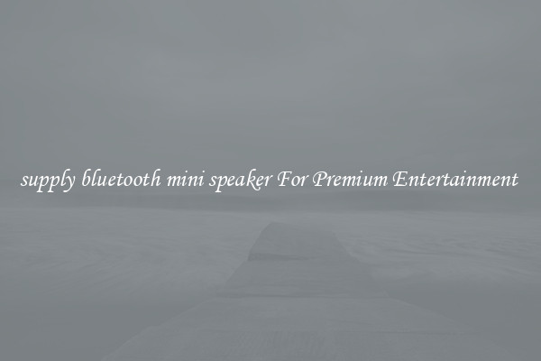 supply bluetooth mini speaker For Premium Entertainment 